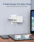 BEONDON 3-Pack Outlet Splitter, Small Outlet Extender, 3 Way Angled Wall Plug Extender, Cruise Ship Essentials, 3 Prong Grounded Plug Adapter for House, Hotel, Dorm, Hostel