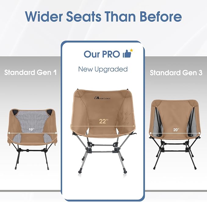 MOON LENCE Portable Camping Chair Plus, Larger & Roomier, Compact and Lightweight Still, Folding Chair for Backpacking & Hiking, 330Lbs Capacity (Desert Rust-2pack)