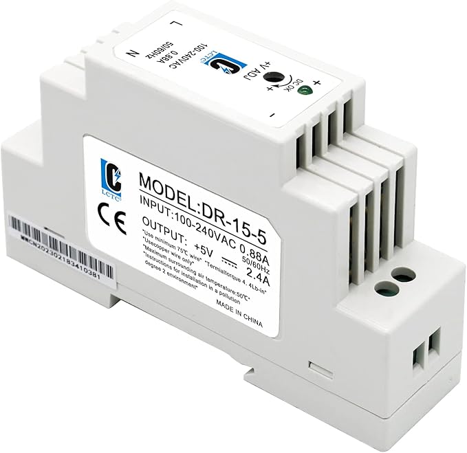 DC 5V Din Rail Slim Switching Power Supply 15W 2.4A(Input:100-240VAC,Output:5VDC,50/60HZ) Adapter Switch Converter (Volts_of_Direct_Current, 5)