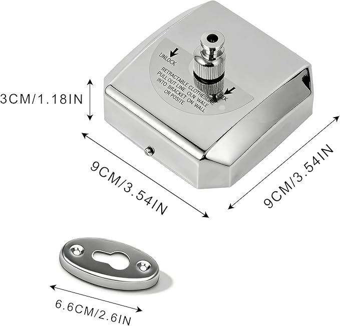 304 Stainless Steel Retractable Clothesline with Adjustable Rope String for Hanging Drying Shower Room(Sliver Square)