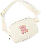 Gitus Personalized Gifts Birthday Gifts for Girls Fanny Pack Cross Body Bags with Initial Letter Preppy Stuff Gifts for Her Girlfriend Wife Sister Friends Mom (Ivory-R)