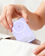 AsperX Magnetic Power Bank, 10000mAh Magnetic Portable Charger with USB-C Cable and Smart LCD Display, Magnetic Battery Pack Compatible with iPhone 17/16/15/14/13/12 Series, Purple