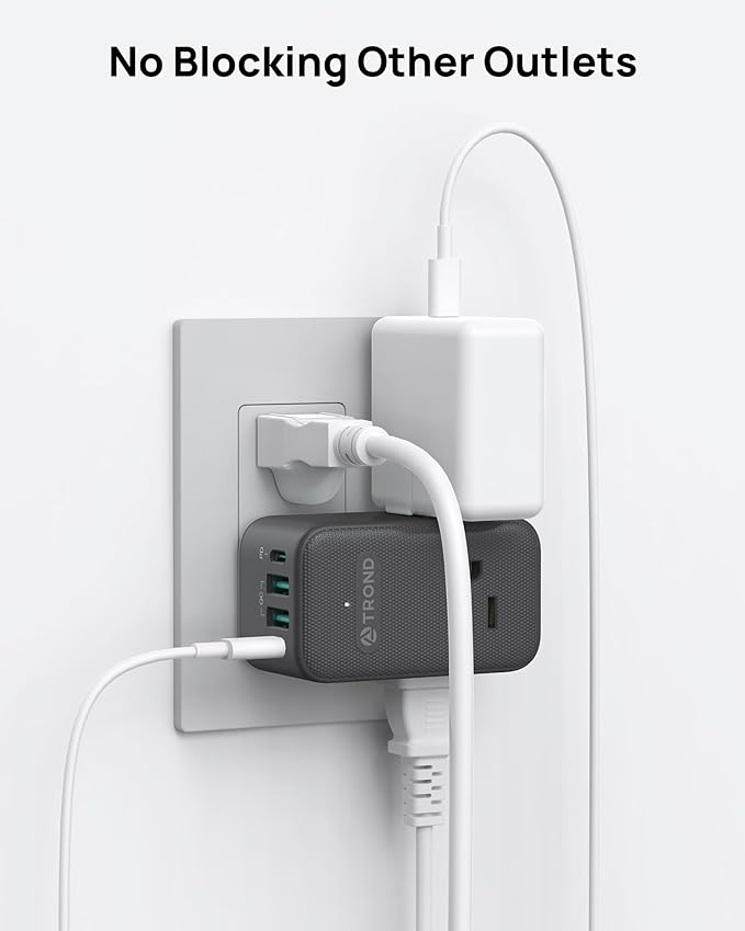 TROND 2 Pack Outlet Extender with USB, 3 Way Plug Adapter with 360 Rotating Plug, Outlet Splitter with 2 PD 20W USB C Charger, Small Charging Station for Home Dorm Room Travel Cruise Essentials