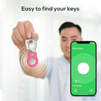 4 Pack Keychain with Secure Lock, Case with Wire Cable,Anti-Lost Protective Case with Keyring for Luggage, Key, Pet, Bag, Black/Fuchsia
