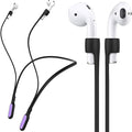 Compatible Airpods Strap, Silicone Anti-Lost Strap Connector Sports Neckband Compatible for Airpods Pro 3/2/1, Air Pod 4, 3, 2, 1, Black with Purple