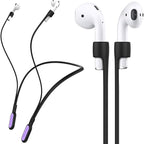 Compatible Airpods Strap, Silicone Anti-Lost Strap Connector Sports Neckband Compatible for Airpods Pro 3/2/1, Air Pod 4, 3, 2, 1, Black with Purple