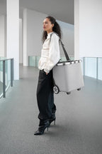 reisenthel carrycruiser Herringbone Grey - Portable Shopping Trolley with Sturdy Aluminum Frame, Shoulder Strap and Removable mesh Inner Bag -Water-Repellent