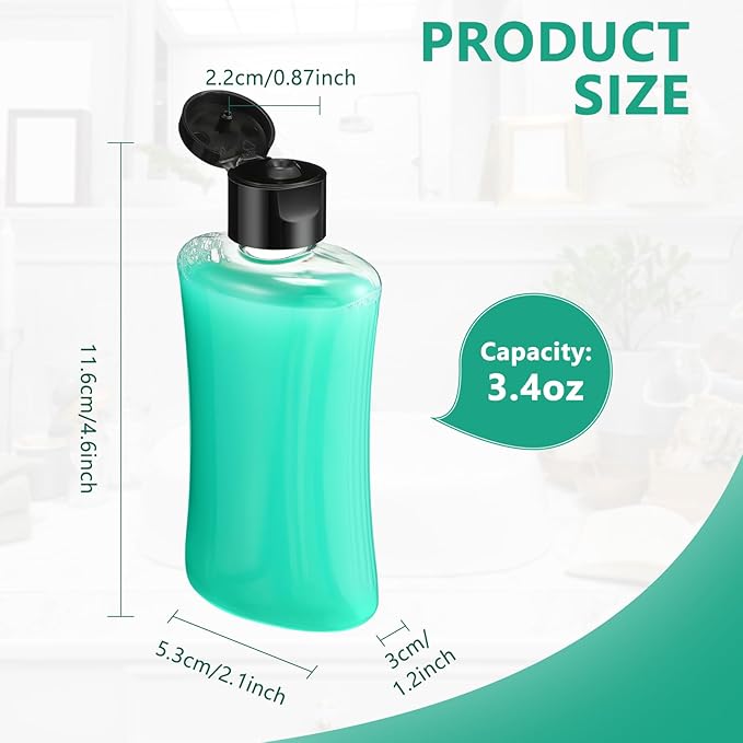 Domensi 8 Pcs 3.4 oz Travel Bottles with Flip Cap Clear Plastic Travel Size Containers Portable Leak Proof Squeeze Bottle Refillable Empty Cosmetic Containers for Liquid Shampoo Lotion