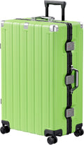 Krute Aluminum Frame Luggage 28 Inch Checked Suitcase with Spinner Wheels TSA Approved No Zipper Hard Shell Luggage PC+ABS Travel Suitcase Green