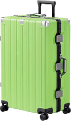 Krute Aluminum Frame Luggage 28 Inch Checked Suitcase with Spinner Wheels TSA Approved No Zipper Hard Shell Luggage PC+ABS Travel Suitcase Green