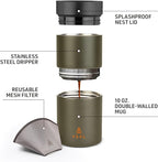 VSSL - Nest Pour Over Coffee Set | Coffee Maker for Camping | All-In-One Travel Pour Over | Transportable Dripper, 10oz Stainless Steel Travel Mug | Compact Storage & Adventure Ready | Deep Moss
