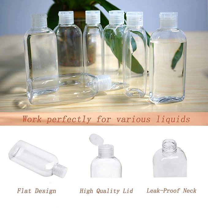 GIMS 5-Pack 3.4 oz TSA-Approved Travel Bottles with Flip Cap, Leak-Proof Containers and Clear Toiletry Bag