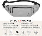 Travel Money Belt for Men and Women hidden slim passport holder - travel wallet with RFID blocking under clothes to protect Cash, Credit Cards and Documents (GRAY)