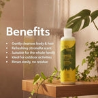 Ecotrail 2-in-1 Shampoo And Shower Gel Citronella Shampoo & Shower Gel – Biodegradable & All-Natural,Purifying, Toning &Soothing Ingredients – 250 ml (8.4 oz) Lemongrass Made in Canada by Druide