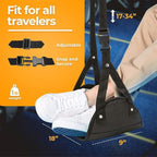 Airplane Foot Hammock for Plane Travel, Adjustable Footrest with 3 Height Positions, Soft Memory Foam Leg Support for Long Flights, Travel Foot Rest with Eye Mask & Earplugs