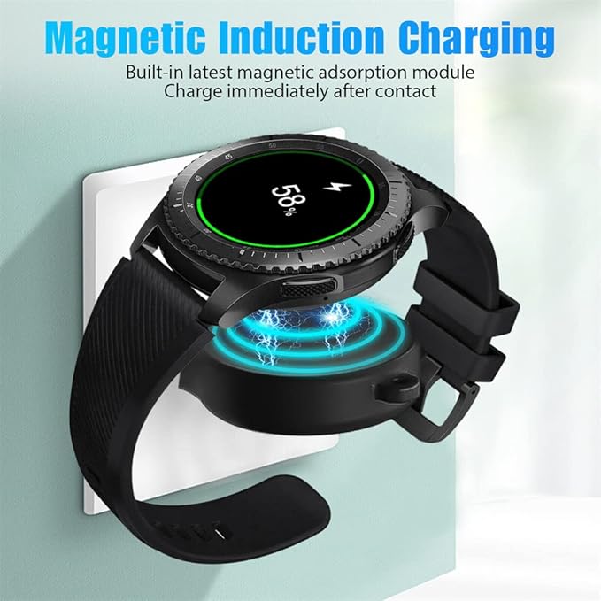 Portable Galaxy Watch 8 7 6 5 Charger USB Wireless Charger Keychain for Samsung Galaxy Watch 8 7 Ultra 6 Classic 5 Pro 4 Classic 3 & Active 2 Accessories (Black)