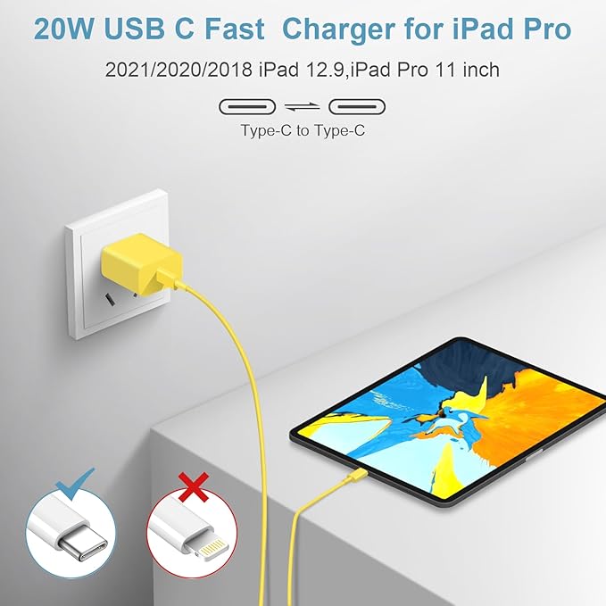 iPhone Charger Fast Charging 10FT iPhones 17 16 15 Charger 3 Pack Type C Chargers USB C Charger Compatible with iPhone Air 17/17 Plus/17 Pro/17 Pro Max/16/16 Plus/16 Pro/16 Pro Max (Yellow)