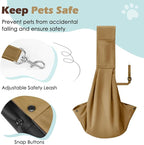 Pawaboo Small Dog Sling Carrier, Reversible Hands Free Dog Sling Carriers for Small Dogs and Cats, Puppy Slings Carrier with Safety Harness, Puppy Essentials, Khaki