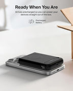 Belkin MagSafe Power Bank 10,000mAh, Qi2.2 25W Portable Charger w/Kickstand, Magnetic Back Supports MagSafe Accessories, Digital Display, Wireless Charging Battery Pack for iPhone 17, Pixel - Black