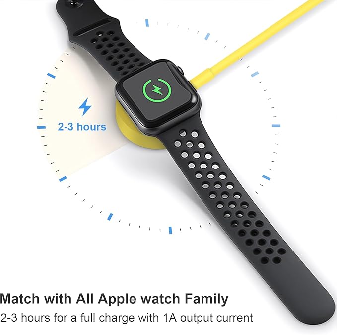 Fast Charger for Apple Watch Charger, Magnetic iWatch Charger to USB A Cable 3.3FT with USB A Wall Plug Adapter for Apple iWatch Series Ultra/10/9/8/7/6/SE/5/4/3/2 (Yellow)