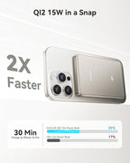 Kuulaa 0.5" Magsafe Portable Charger, 10000mAh Magnetic Power Bank & Slim Battery Pack - Qi2 Certified 15W Wireless Charging with 20W USB-C PD for iPhone 17/16/15/14/13/12 Pro/Air Series
