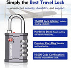 SURE LOCK TSA Accepted 4 Dig Heavy Duty Big Combination Luggage Padlock All Metal Travel Lock for Equipment Hard Case Luggage Gun Case Gym Locker Pelican Vault Lock (2, Grey)