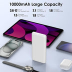 Power Bank 10000mAh Portable Charger, Slimmer Battery Pack 5V/3A with USB C Input & Output, Travel Essentials Powerbank Compatible for iPhone, Galaxy, LG, Sony, Pixels, Tablets and More (White)