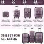 Somago Luggage Sets and Packing Cube Travel Set Lightweight Hardside Polypropylene Suitcases with Double Spinner Wheels and TSA Lock,Elegant Purple