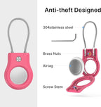 4 Pack Keychain with Secure Lock, Case with Wire Cable,Anti-Lost Protective Case with Keyring for Luggage, Key, Pet, Bag, Black/Fuchsia