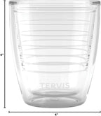Tervis Clear & Colorful Tabletop 12oz Made in USA Double Walled Insulated Tumbler Travel Cup Keeps Drinks Cold & Hot, 12oz, Clear