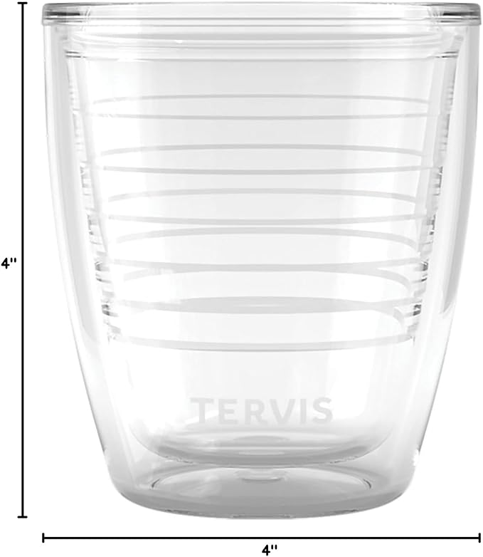 Tervis Clear & Colorful Tabletop 12oz Made in USA Double Walled Insulated Tumbler Travel Cup Keeps Drinks Cold & Hot, 12oz, Clear
