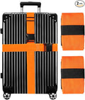 Luggage Straps for Suitcases TSA Approved-2 Pack Bright Personalized Luggage Belt Strap for Suitcase/Carry On Bag Luggage Accessories for Travel (Neon Orange)
