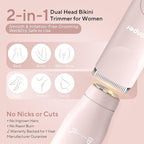 Bikini Trimmer for Women, 2 in 1 Electric Razors for Shower&Travel, IPX7 Waterproof Pubic Hair Remover for Underarm, Legs & Bikini Area, Painless Razor,Hypoallergenic Foil & Ceramic Blades
