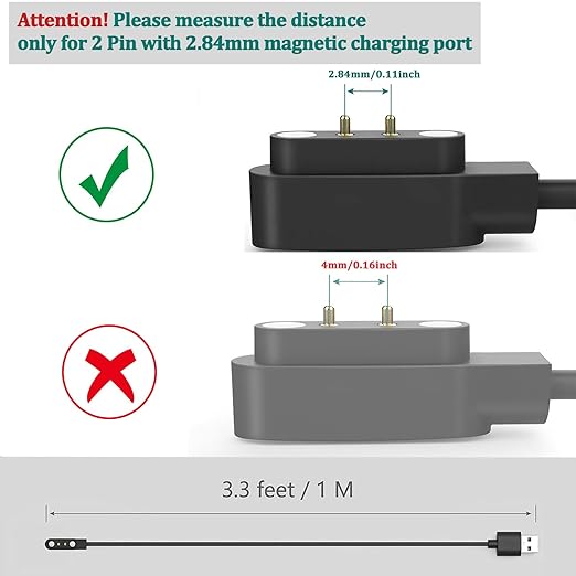 Vancle 2 Pack VeryFit Smartwatch Charger Cable, Magnetic USB Charging Cable for Veryfit Smart Watch ID205L, ID205U, IDW28, ID207, IDW13, IDW15, IDW19, ID208 Plus, ID208BT, ID206 and More