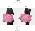 ESVAN Corduroy Yoga Tote Bag Gifts for Women Drawstring Yoga Mat Bag for Office Workout Travel Carryall Pilates Gym