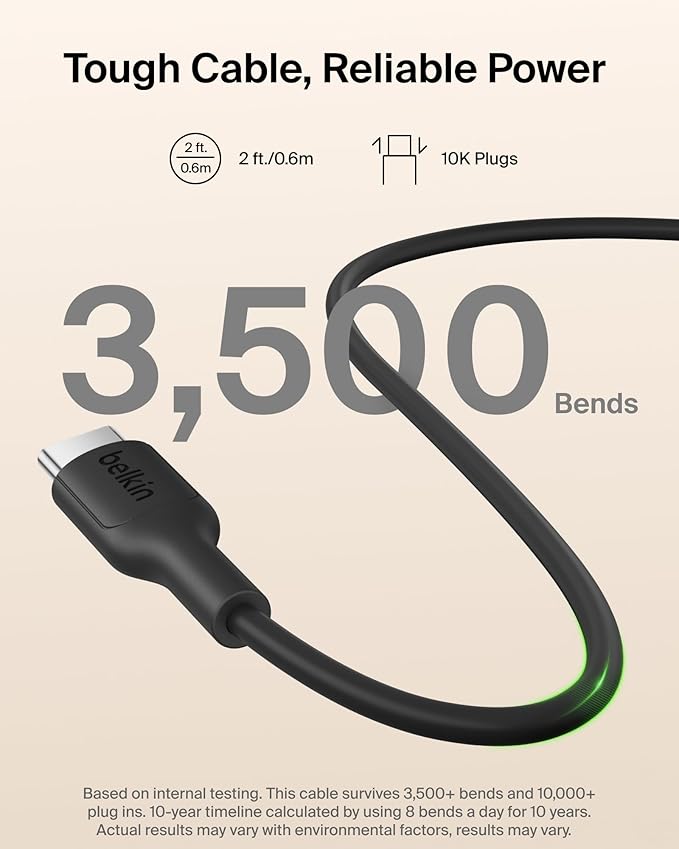 Belkin MagSafe Power Bank 5,000mAh, Ultra-Slim Qi2 15W Certified Magnetic Back Supports MagSafe Accessories On-the-Go, Wireless Battery Pack w/USB C Cable for iPhone 17, Pixel 10, Travel - Black