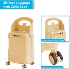 TABU 20" Ride-on Luggage with Seat For Kids & Adults，Carry On Hardshell Ride On Suitcase with 360° Lockable Spinner and TSA Lock, Yellow