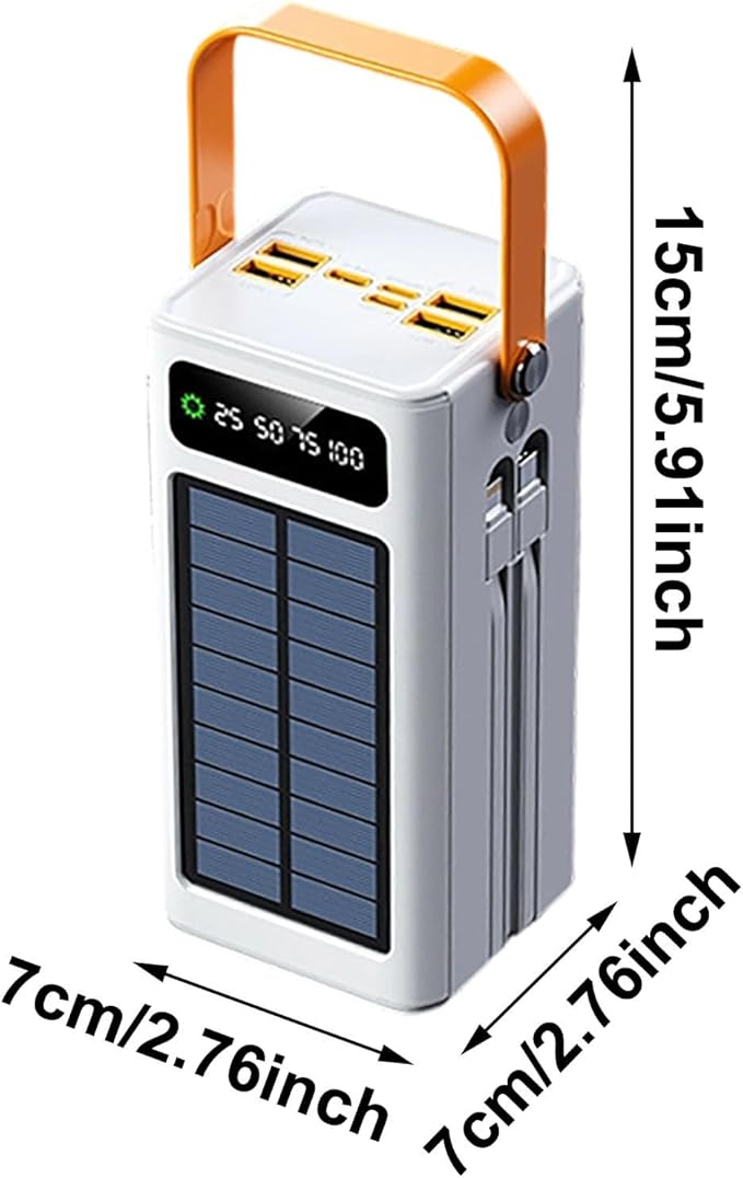 50000mAh Solar Portable Charger - 120W High Power Solar Battery Bank with LED Light, 4 Outputs 3 Inputs External Power Pack for Cell Phones, Ideal for Camping, Road Trips, Fishing & Outdoor (White)