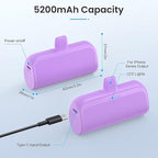[2 Pack] Mini Portable Charger for iPhone 5200mAh, 20W PD Fast Charging Power Bank, LCD Display Battery Pack Portable Phone Charger for iPhone 14/14 Pro Max/13/12/11/XR/8/7/6 Mint Green+Lavender