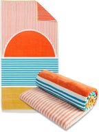 Loon & Lake Luxury Beach Towels Set of 2 - Beach Sunset | 2 Pack 30" x 60" | Crafted from 100% Combed Cotton | Ultra Plush & Super Soft | Rays Collection