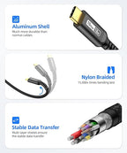 SUNGUY Android Auto USB C Cable, 5FT Braided 3A Fast Charging & 10Gbps Data Transfer USB C CarPlay Cable, Compatible with iPhone 17/16/15 Pro Max, Galaxy S22 S21 Note 20, Pixel 6 5 (Black)