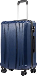 Coolife Luggage PC+ABS Hardshell Suitcase with TSA Lock, Spinner Checked Lightweight (navy, M(24IN))