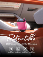 LISEN Retractable Car Charger 4 in 1, Fast Car Phone Charger with Cord 31.5inch, USB C and Apple Cars Adapter, Pink Accessories for Cute Women fit for iPhone 17 16 15 14 13 12 11 X, Samsung S26 S25