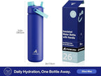 POWCAN 26 oz Insulated Water Bottle with 2-in-1 Straw and Spout Lid, Keep Cold 24H, Leak-Proof, Fits in Car Cup Holder, Stainless Steel Water Bottle for Gift, Gym, Travel and Home (Indigo Porcelain)