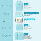 PFEYRPK Lightweight Compression Packing Cubes for Suitcases, Compressible Expandable Travel Packing Organizer with Clear Toiletries and Backpack Bag, Travel Essentials for Carry on Luggage 7 Set