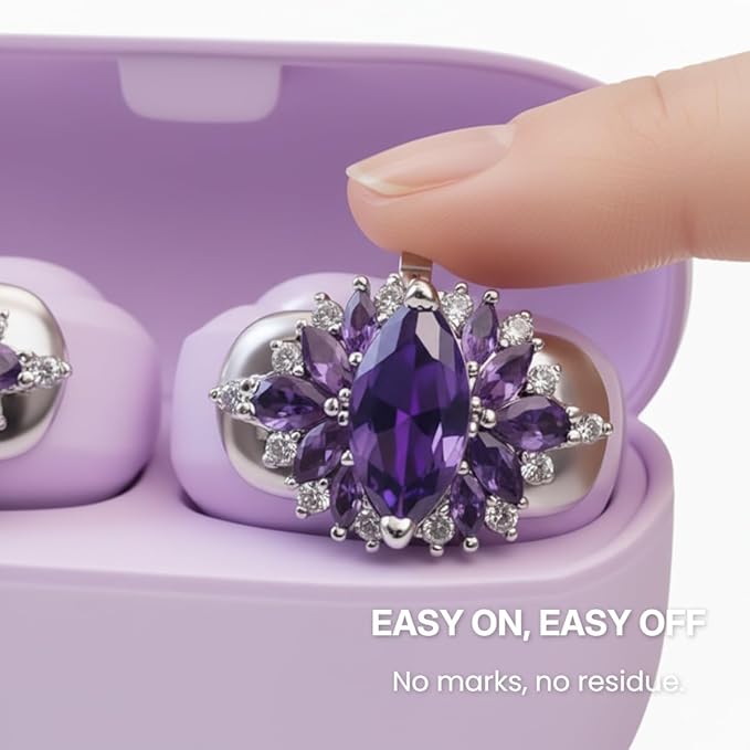 Clip on Earbuds Open Ear Accessories for Bose Ultra Open Earbuds - Lightweight Clip-On Decor for Wireless Earbuds (Headphones not Included) (Oval Diamond (Purple))