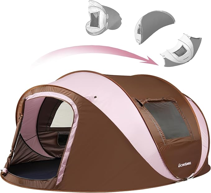 EchoSmile Pop Up Camping Tent, 2/4/6 Person Easy Setup Tent, Water Resistant Dome, Portable with Carry Bag