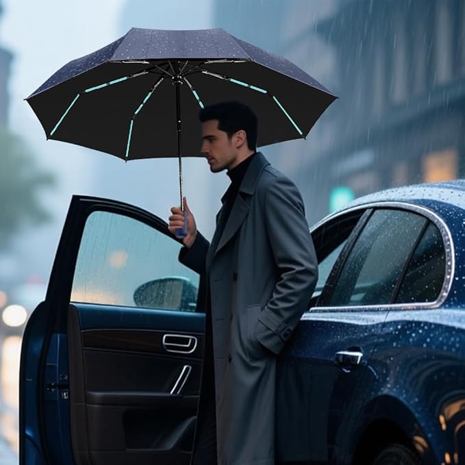 YINBAOGE Compact Travel Umbrella, Automatic Folding Windproof 8 Ribs, Lightweight Small Portable Parasol for Rain & Sun with UV Protection, Fits Car, Backpack, Purse, Men & Women