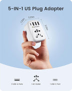 LENCENT World to US Plug Adapter with 3 USB & 1 PD Type-c Quick Fast Charger Ports, Type B European EU Europe/UK/Australia/China to USA American Canada Japan Outlet Power Adaptor Travel Plug Converter