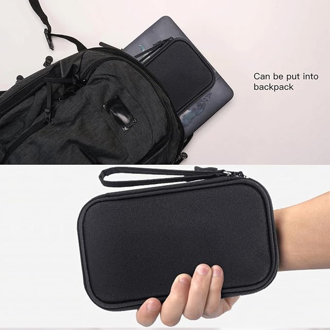 CAAORDKSO Electronic Organizer Case, Travel Cable Organizer Pouch Electronic Accessories Carry Case Water Resistant Organizer Pouch Bag for Cable, Cord, Charger, Phone, Power Bank, Earphone (Black)